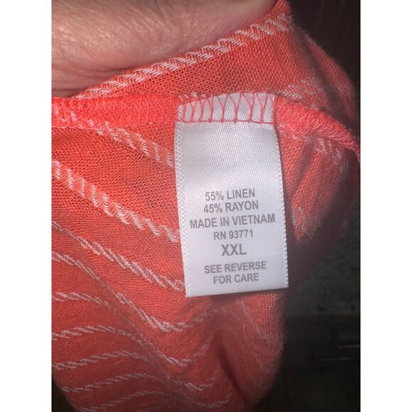 Kaktus XXL Coral White Striped Bib Overall Handkerchief Hem Sleeveless Dress - Picture 7 of 11